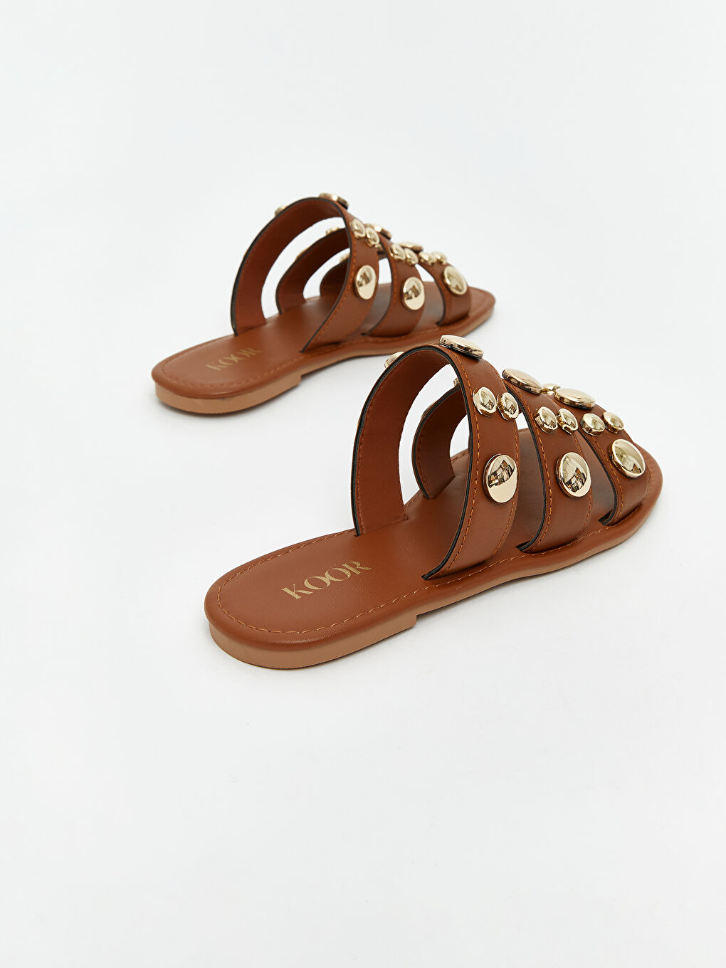 Bej Deri Görünümlü Kadın Terlik-4