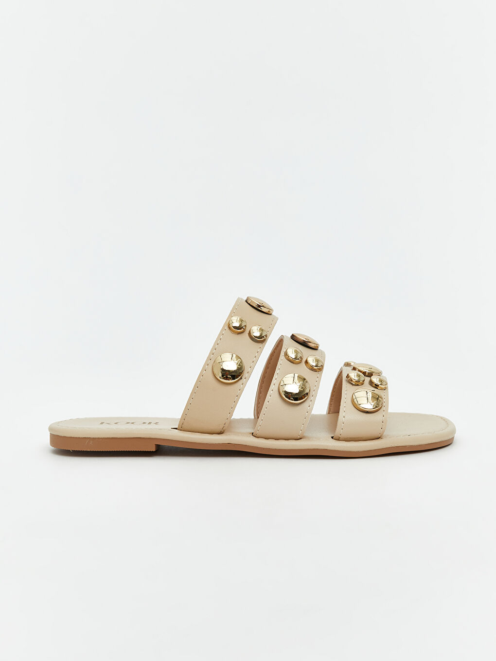 Bej Deri Görünümlü Kadın Terlik-1