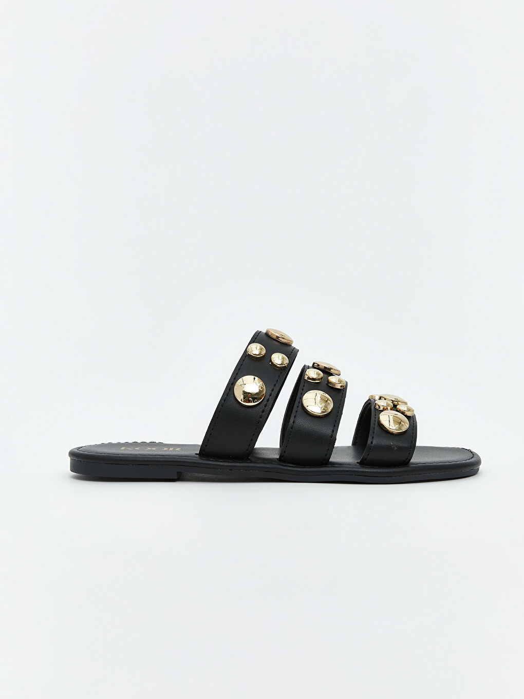 Siyah Deri Görünümlü Kadın Terlik-1