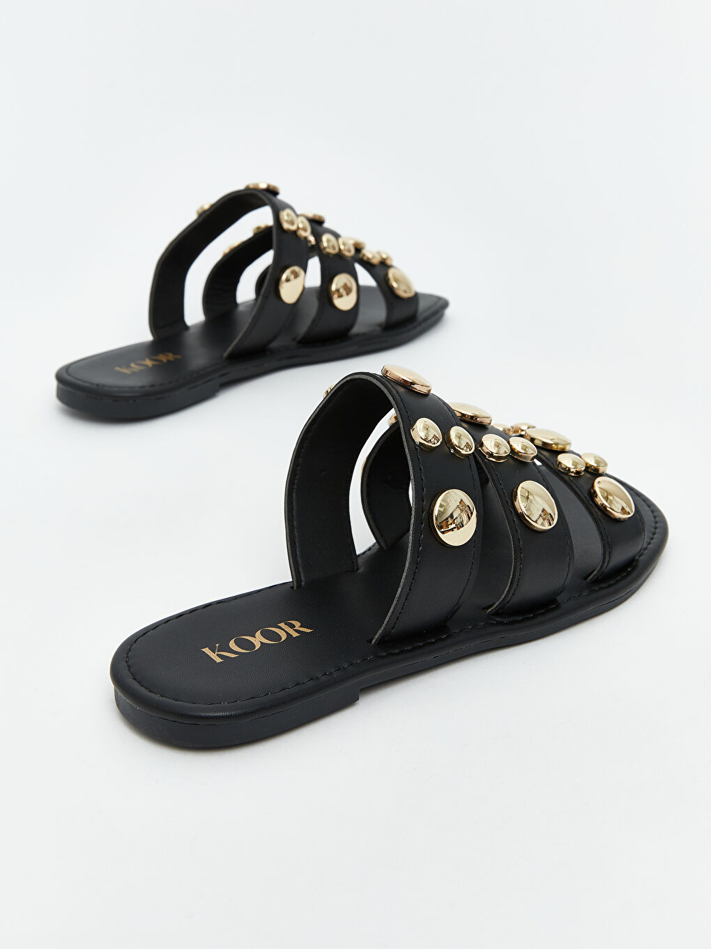 Siyah Deri Görünümlü Kadın Terlik-4