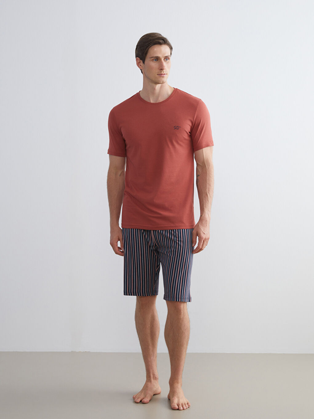 Lacivert Standart Kalıp Erkek Pijama Alt Şort