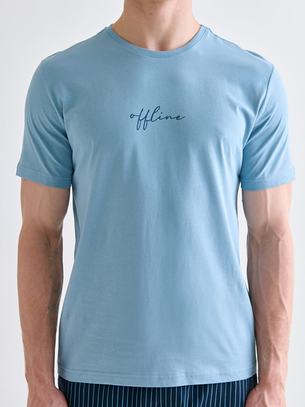 Lacivert Standart Kalıp Erkek Şortlu Pijama Takımı-2