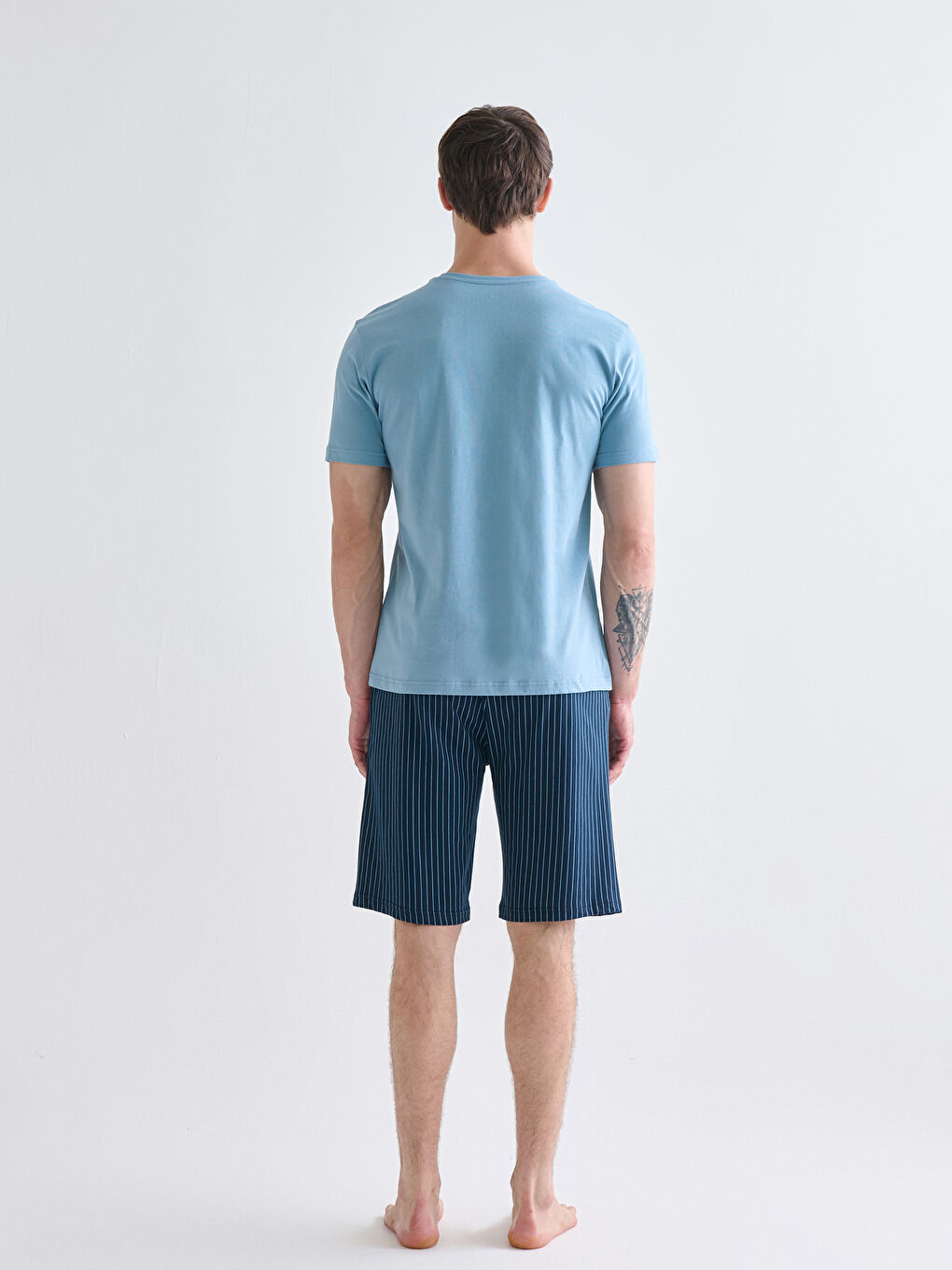 Lacivert Standart Kalıp Erkek Şortlu Pijama Takımı-3