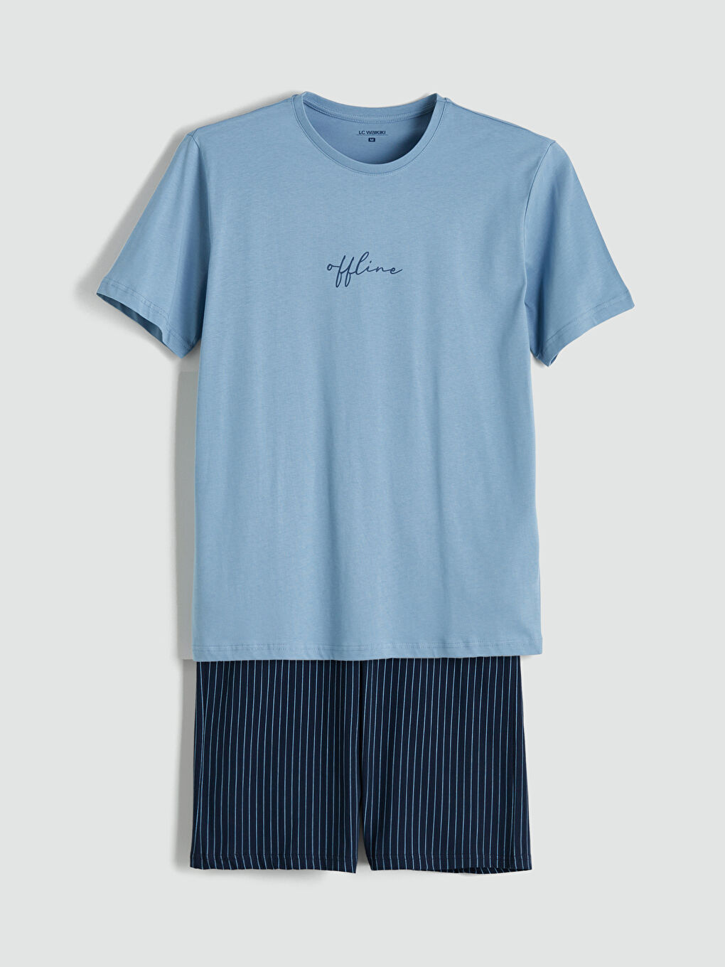 Lacivert Standart Kalıp Erkek Şortlu Pijama Takımı-4
