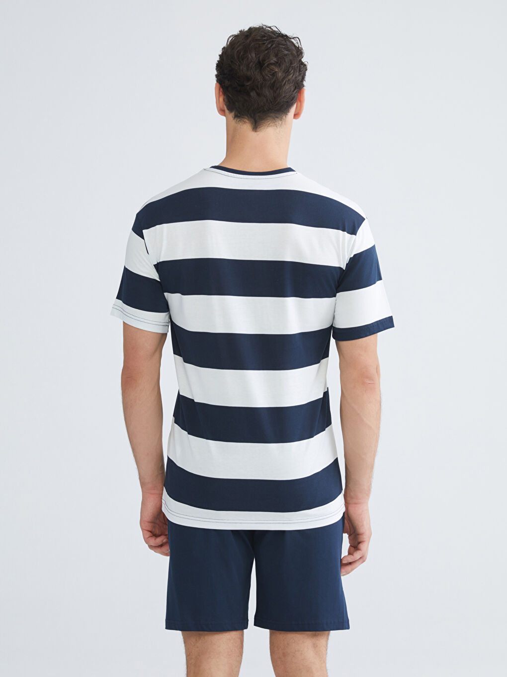 Lacivert Standart Kalıp Erkek Şortlu Pijama Takımı-3