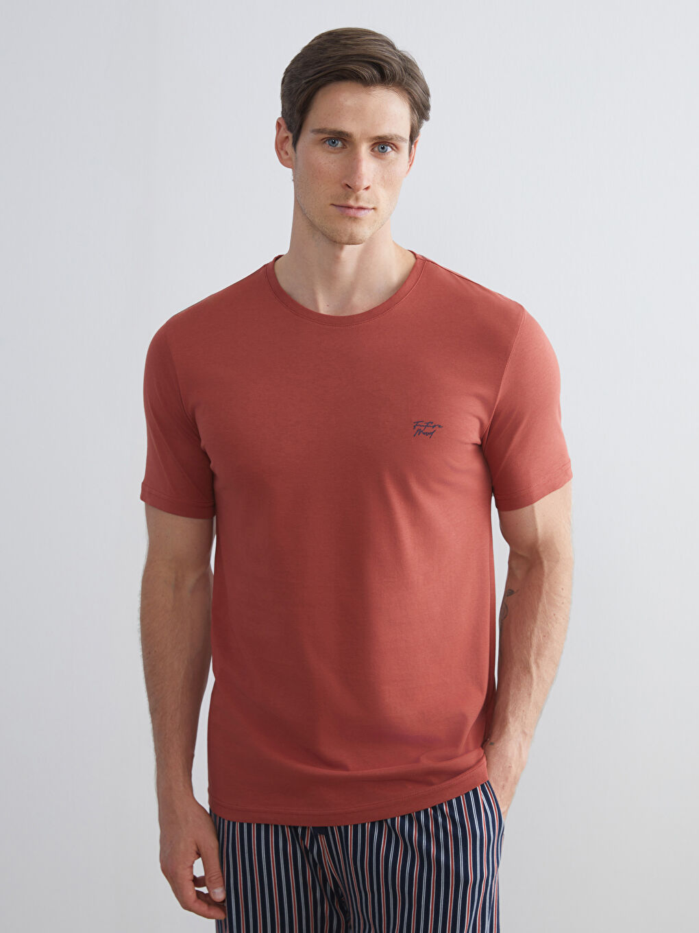 Lacivert Standart Kalıp Erkek Şortlu Pijama Takımı-1