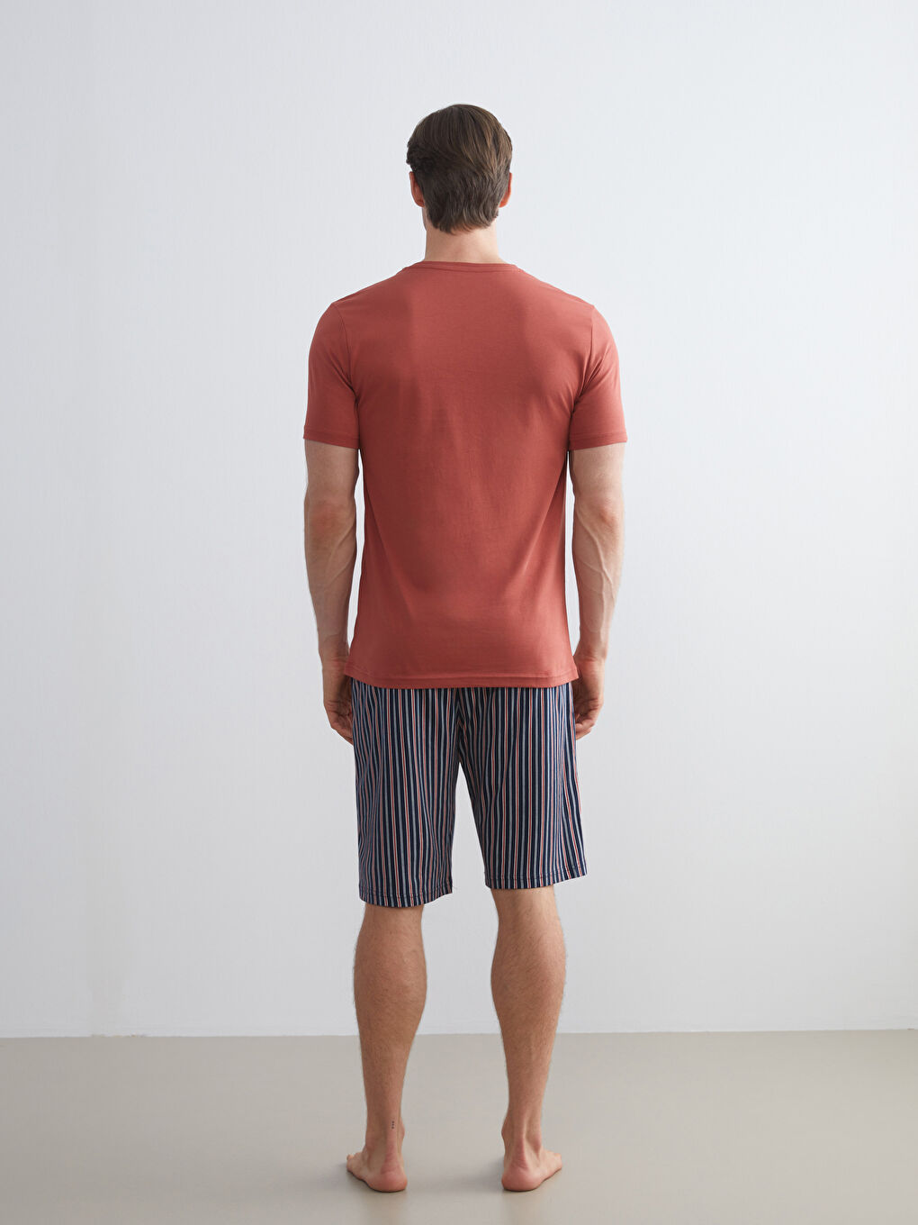 Lacivert Standart Kalıp Erkek Şortlu Pijama Takımı-3