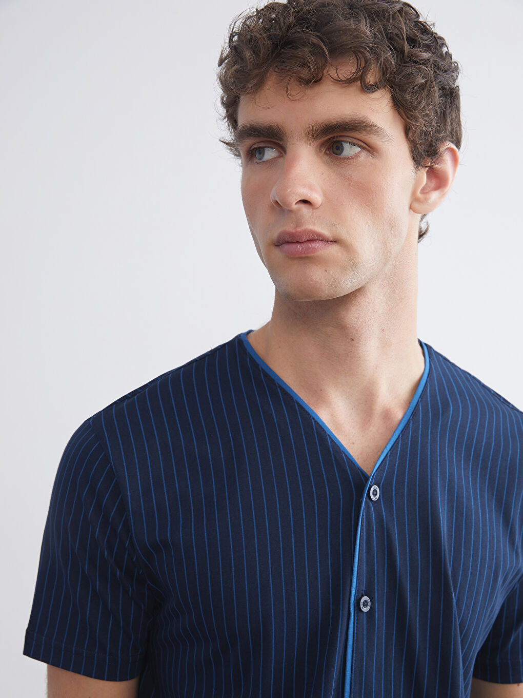 Lacivert Standart Kalıp Erkek Pijama Takımı-2