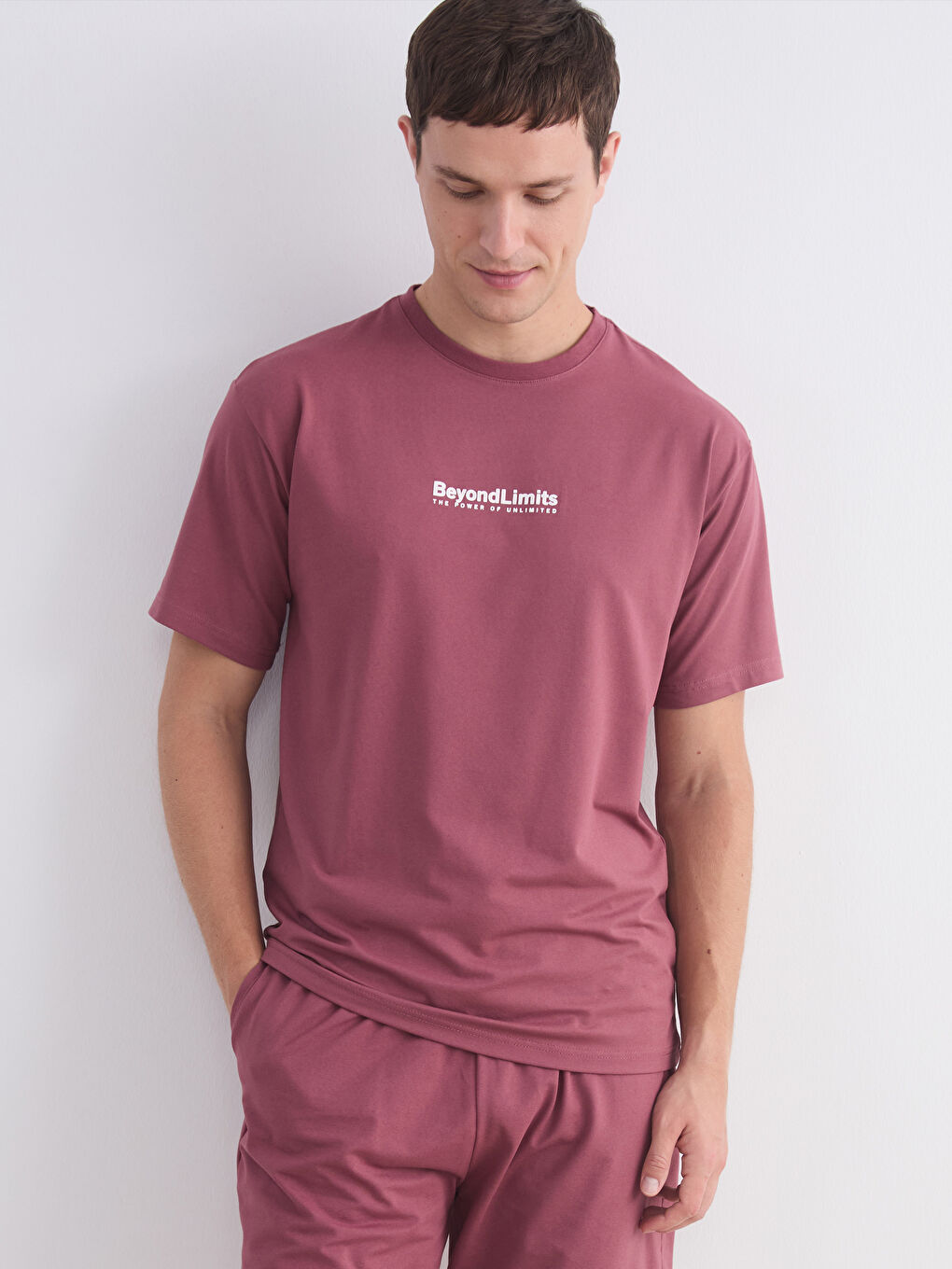 Pembe Standart Kalıp Erkek Şortlu Pijama Takımı