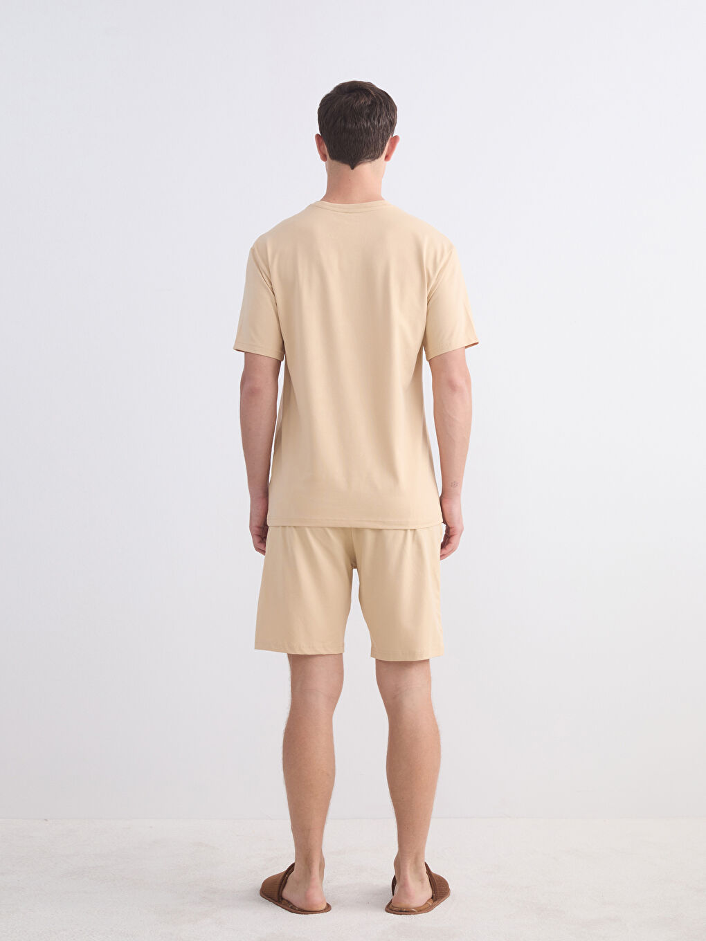 طقم بيجامة قصير عادي للرجال-3