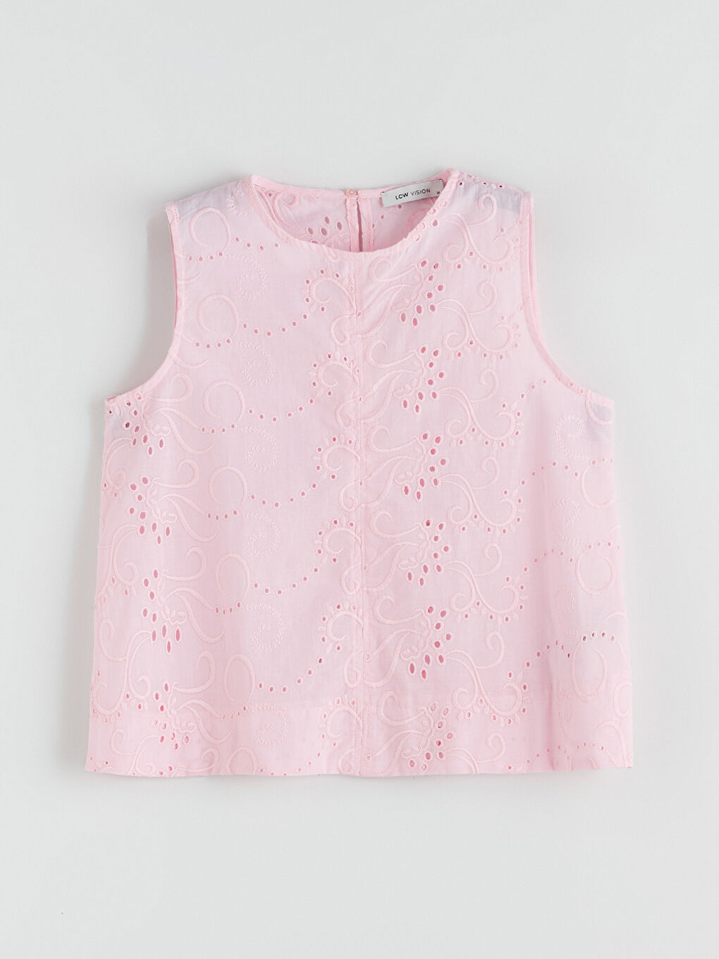 Pembe Bisiklet Yaka Ajurlu Brode Bluz-4