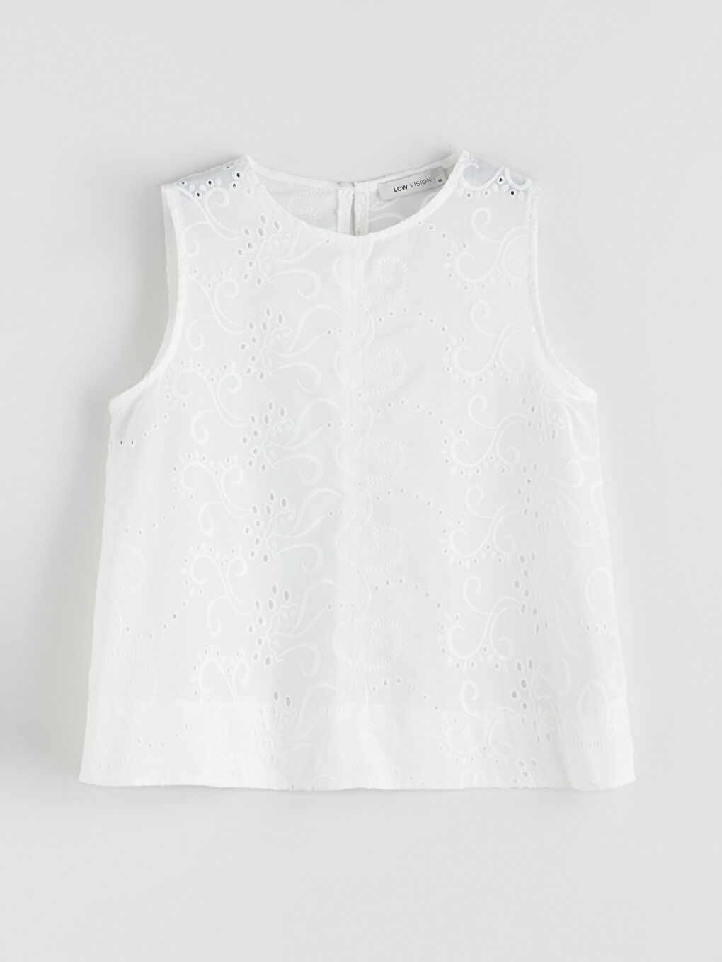 Ekru Bisiklet Yaka Ajurlu Brode Bluz-4