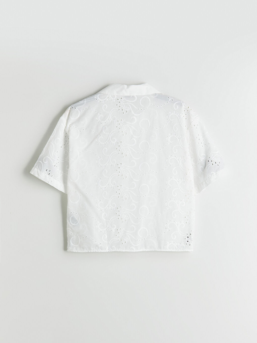 Ekru Ajurlu Brode Kadın Gömlek-5