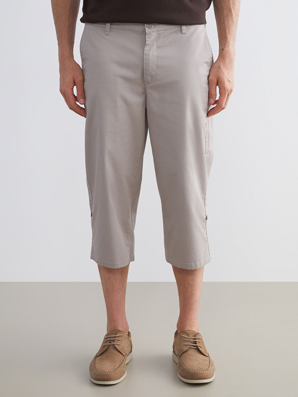 Bej Standart Kalıp Erkek Şort-1