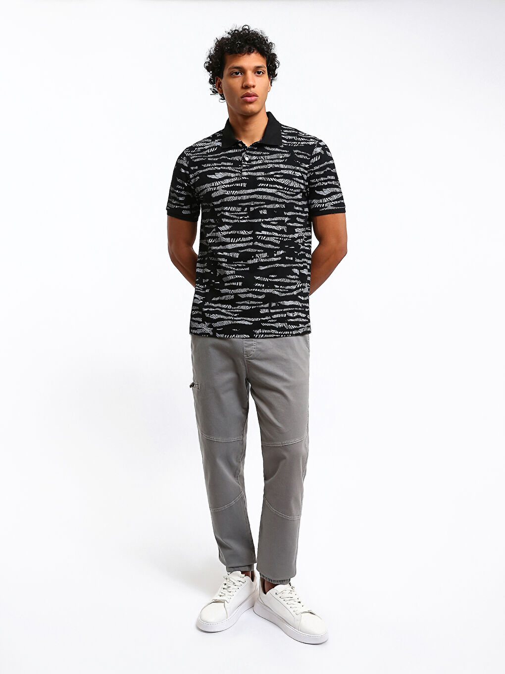 Polo Neck Printed T-Shirt-1