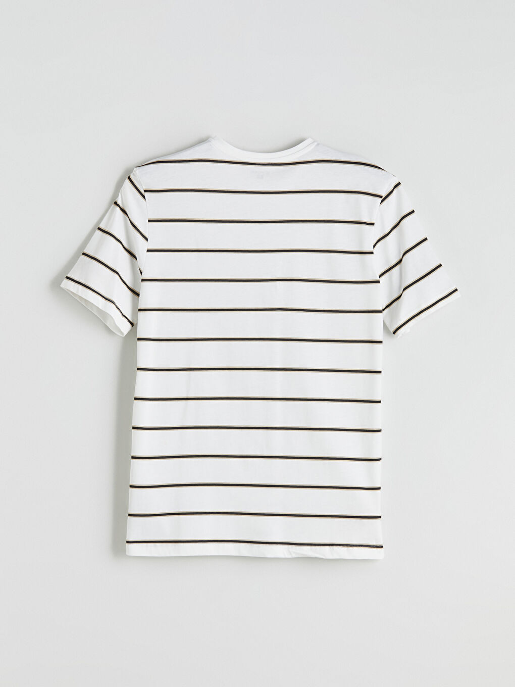 Ekru Bisiklet Yaka Çizgili Erkek Pijama Üst-1