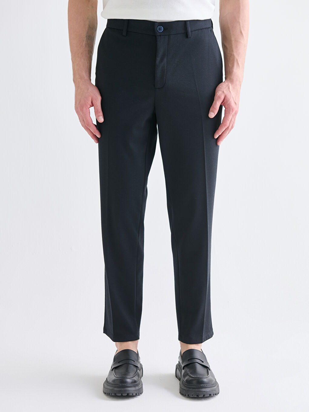 Lacivert Dar Kalıp Erkek Chino Pantolon-2