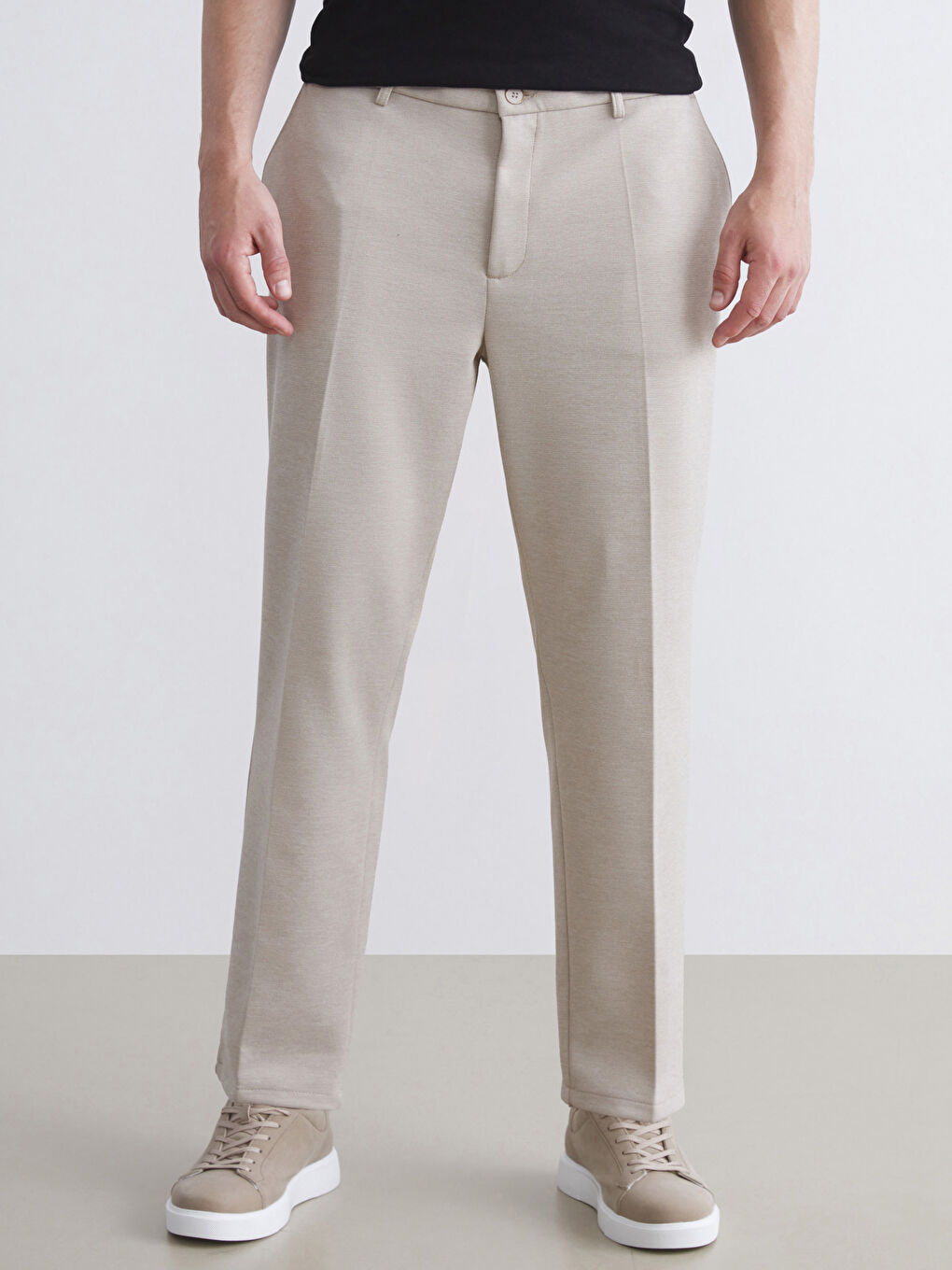 Bej Dar Kalıp Erkek Chino Pantolon-3