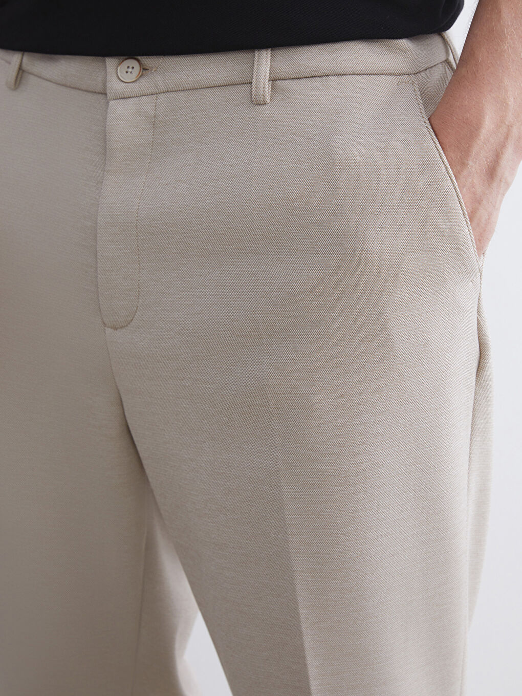 Bej Dar Kalıp Erkek Chino Pantolon-4