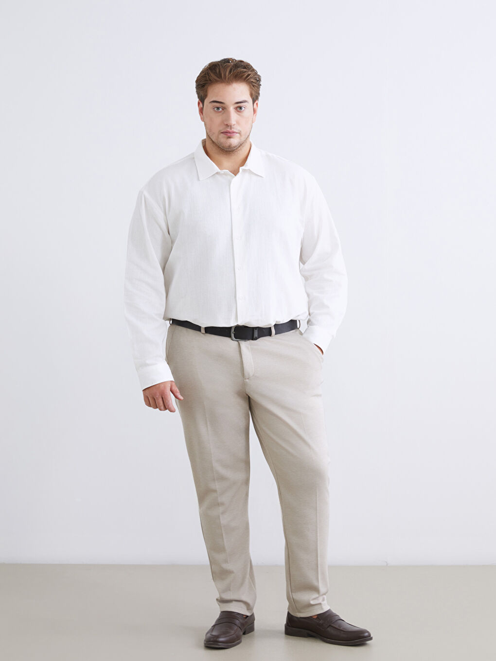 Bej Dar Kalıp Erkek Chino Pantolon-1