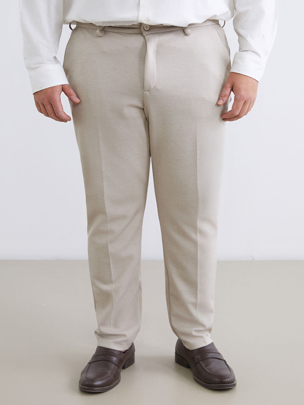 Bej Dar Kalıp Erkek Chino Pantolon-2