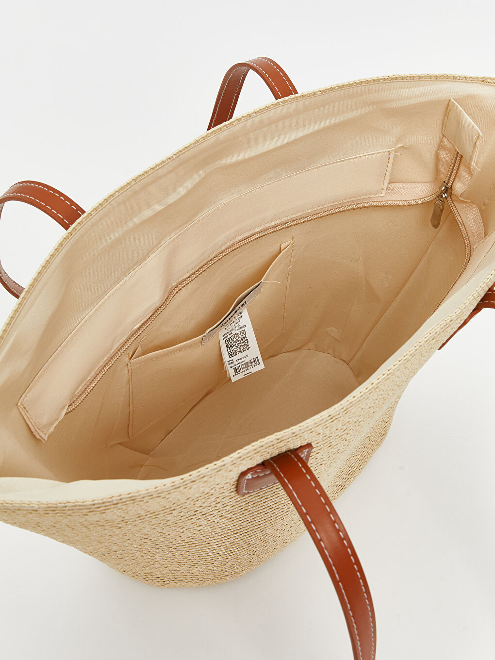 Bej Fermuarlı Kadın Omuz Çantası-2