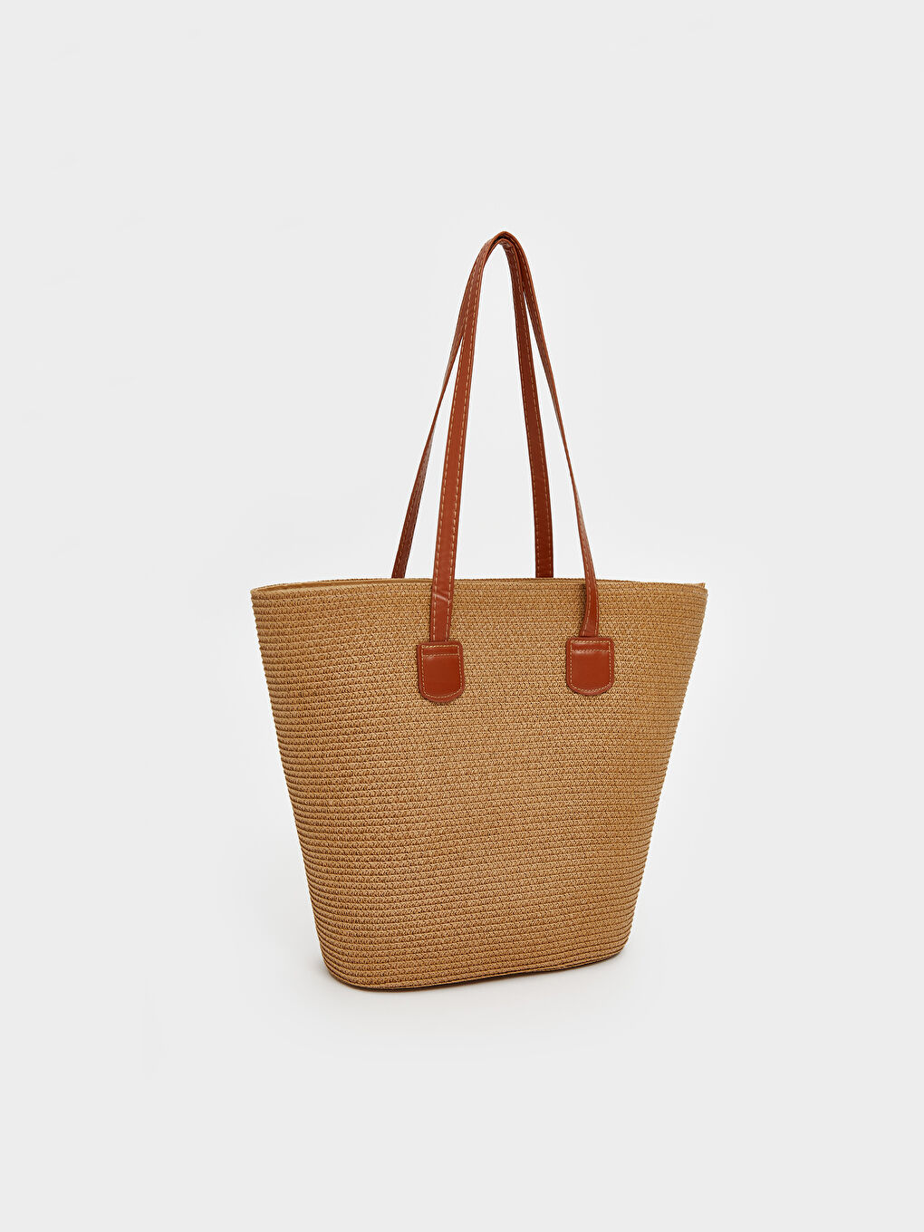 Bej Fermuarlı Kadın Omuz Çantası-1