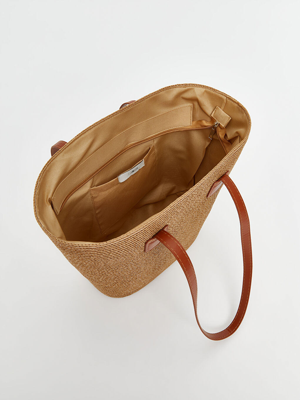 Bej Fermuarlı Kadın Omuz Çantası-3