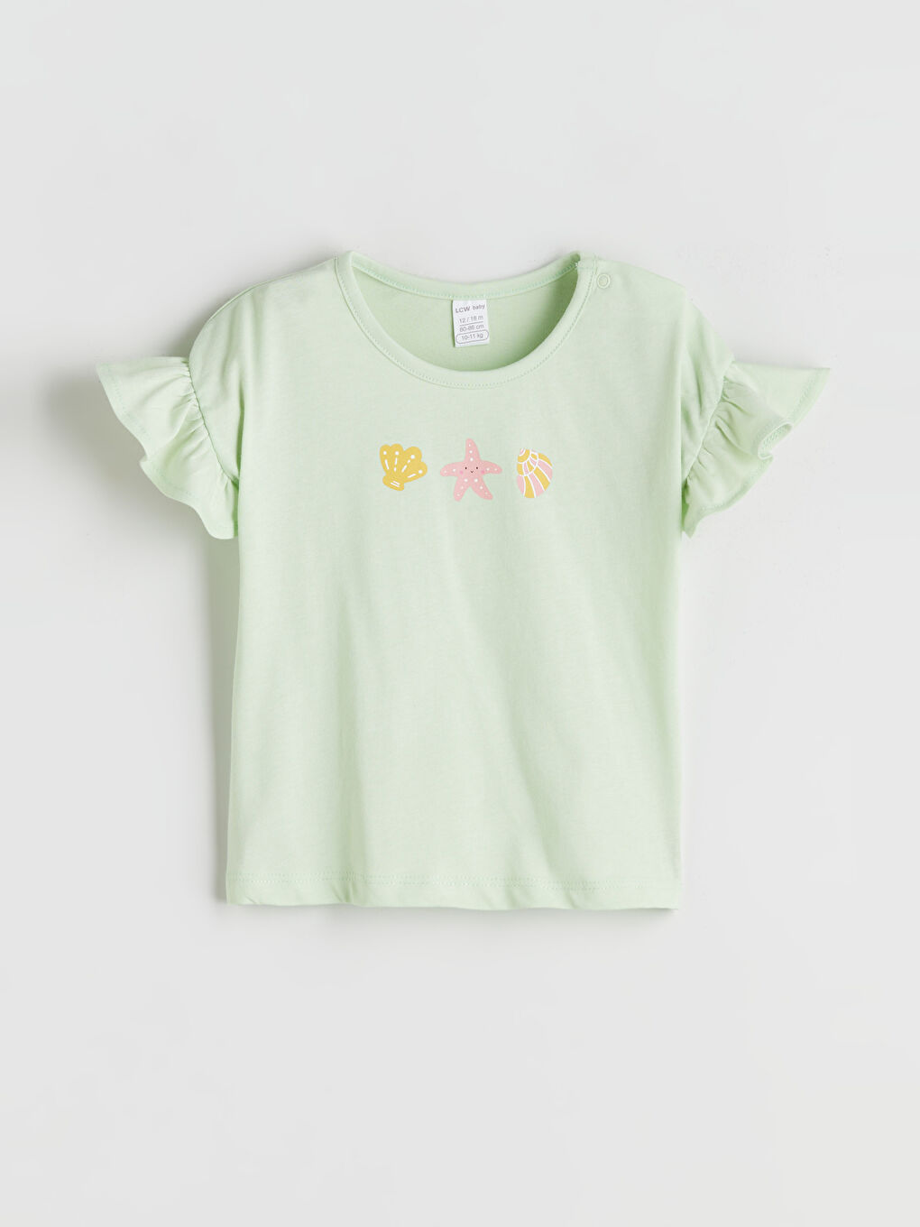 Ekru Bisiklet Yaka Desenli Kız Bebek Bluz 2'li-1