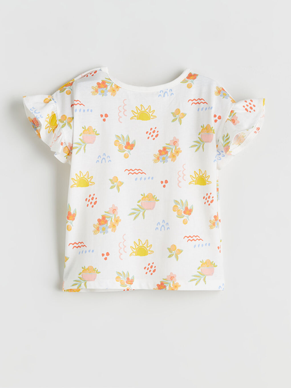 Ekru Bisiklet Yaka Desenli Kız Bebek Bluz 2'li-3