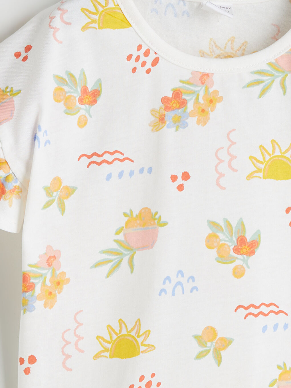 Ekru Bisiklet Yaka Desenli Kız Bebek Bluz 2'li-5