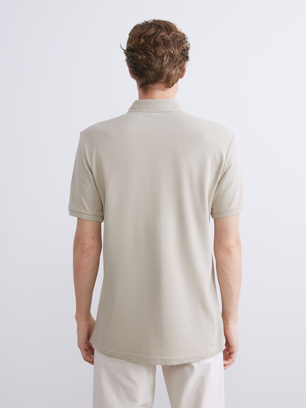 Bej Polo Yaka Pike Erkek Tişört-3