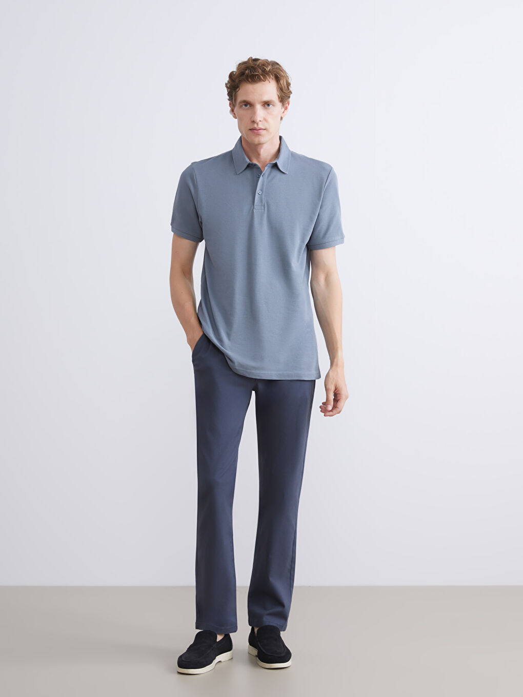 Mavi Polo Yaka Pike Erkek Tişört-1