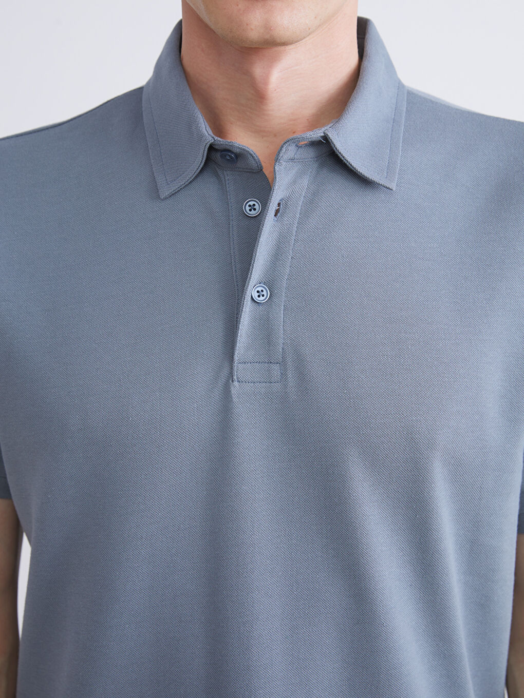 Mavi Polo Yaka Pike Erkek Tişört-2