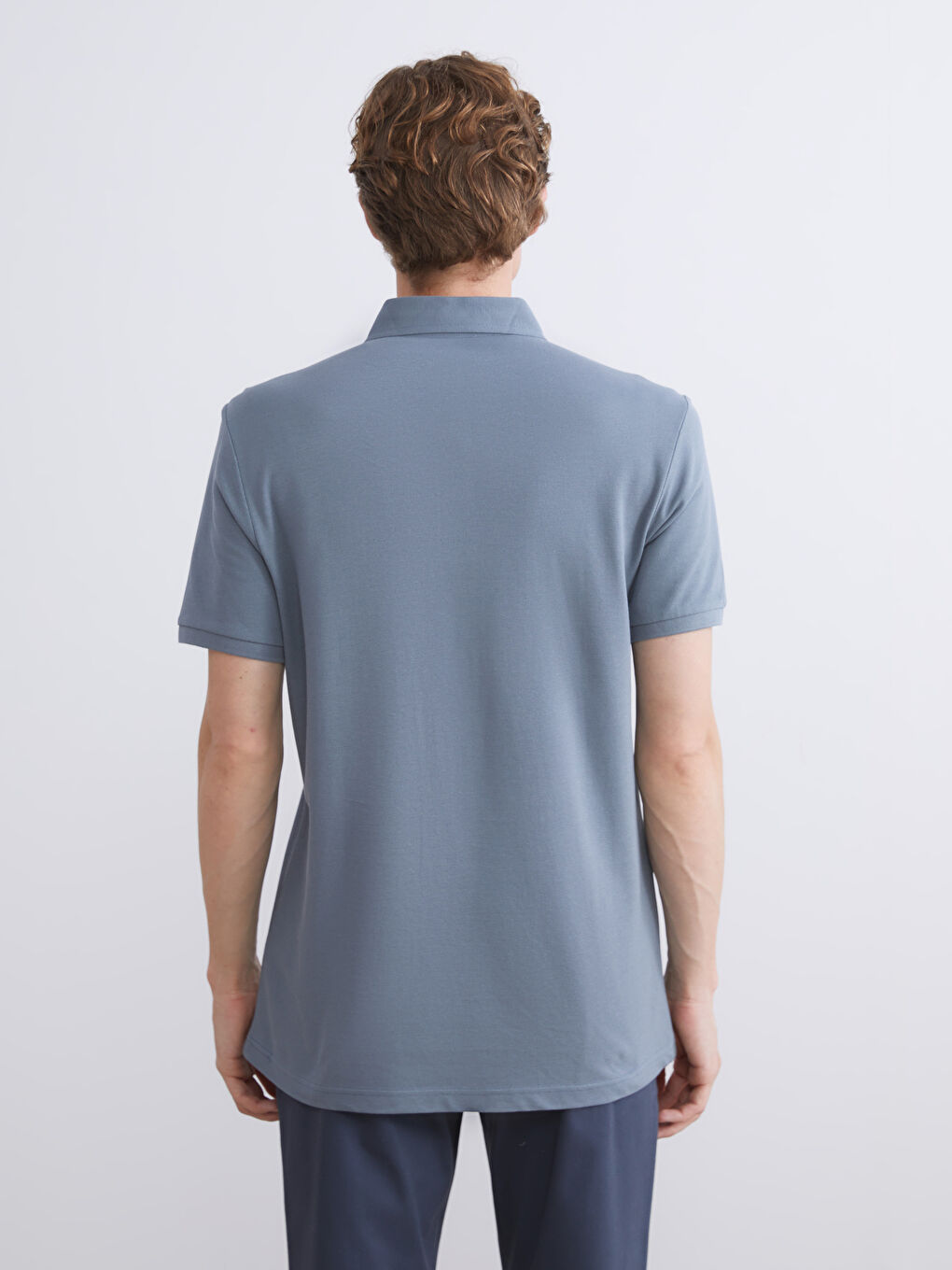 Mavi Polo Yaka Pike Erkek Tişört-3