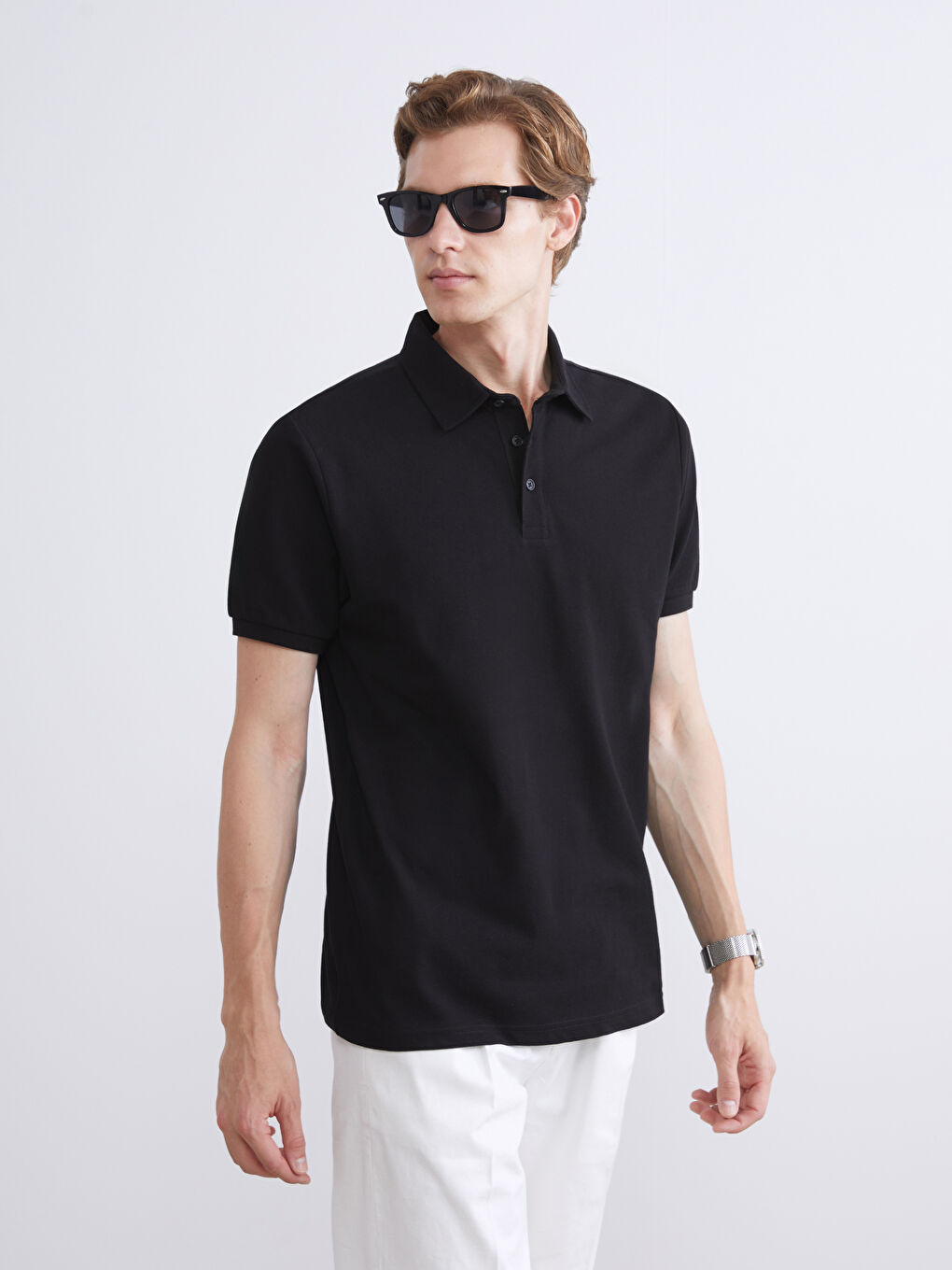 Siyah Polo Yaka Pike Erkek Tişört