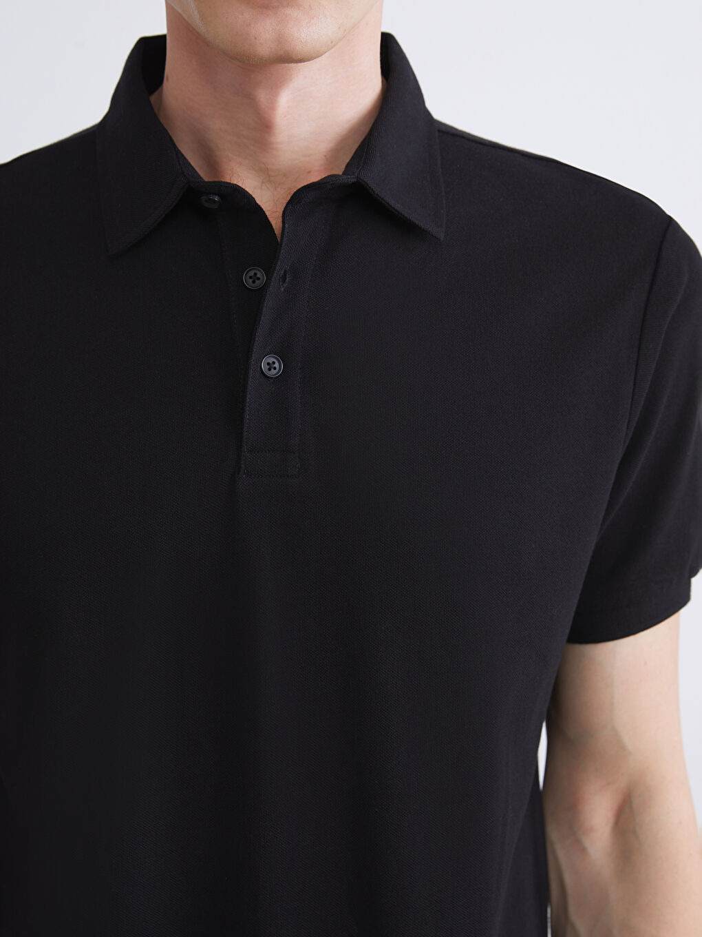 Siyah Polo Yaka Pike Erkek Tişört-2