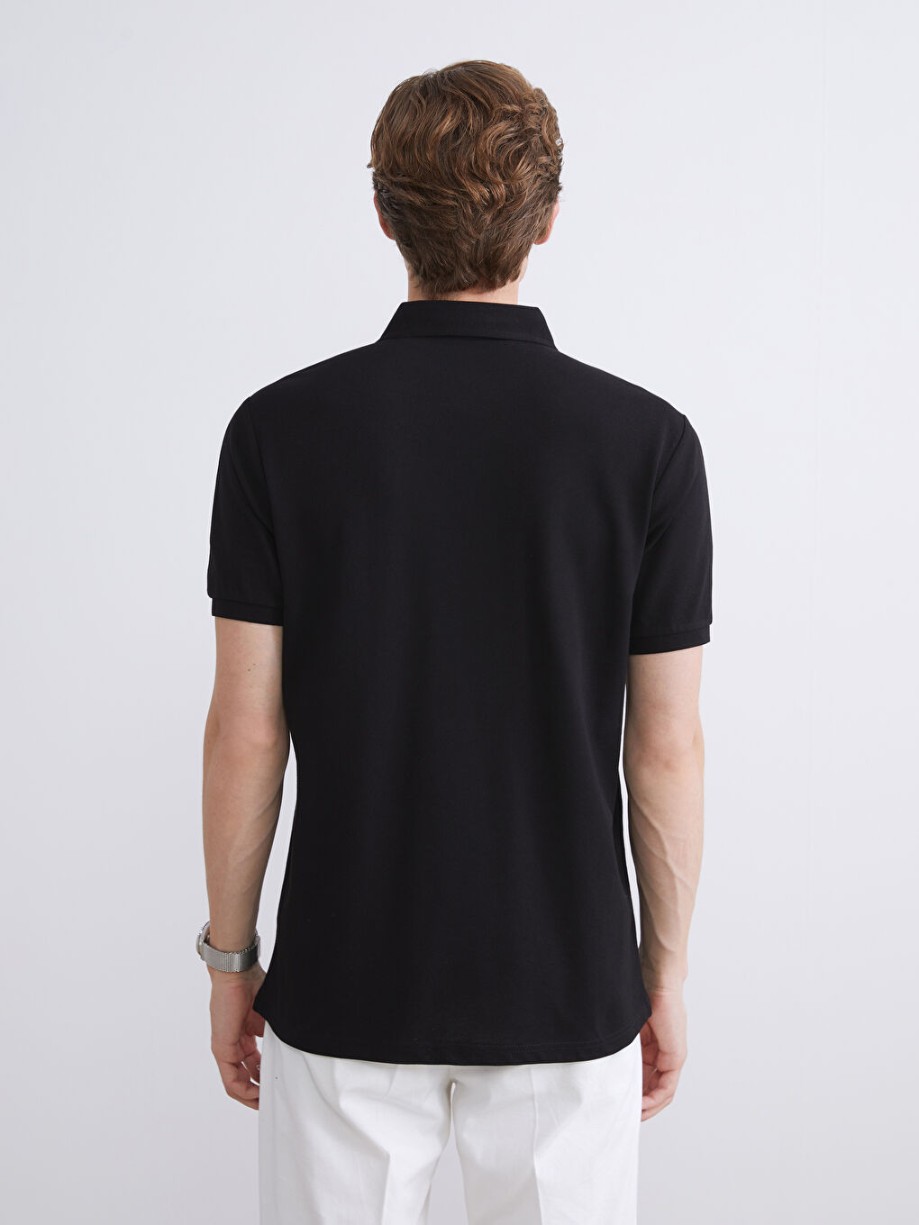 Siyah Polo Yaka Pike Erkek Tişört-3