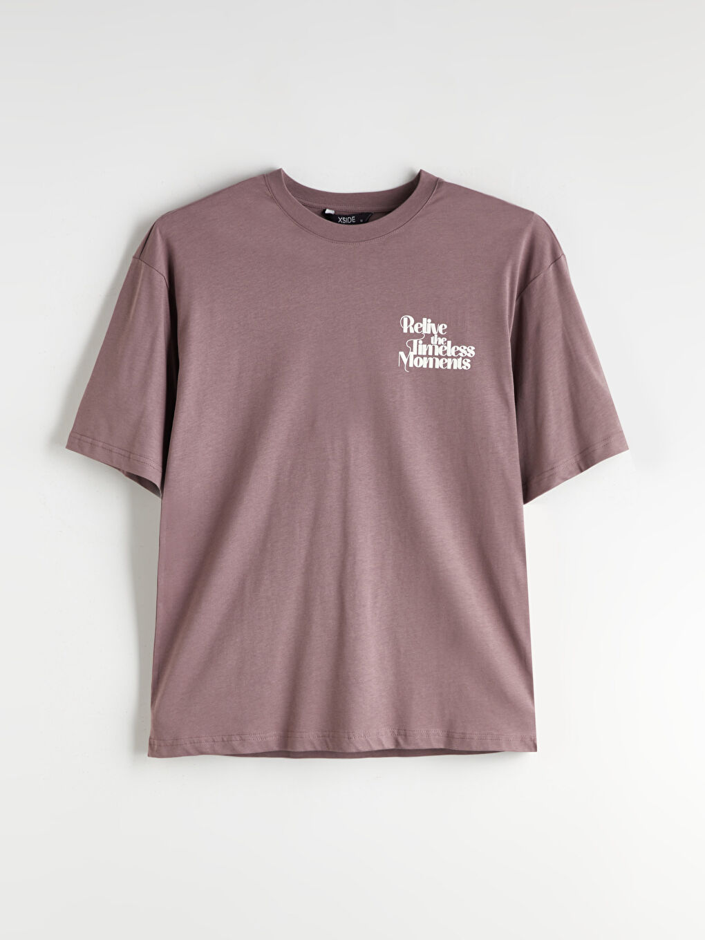 Mürdüm Bisiklet Yaka Baskılı Penye Erkek Tişört-4