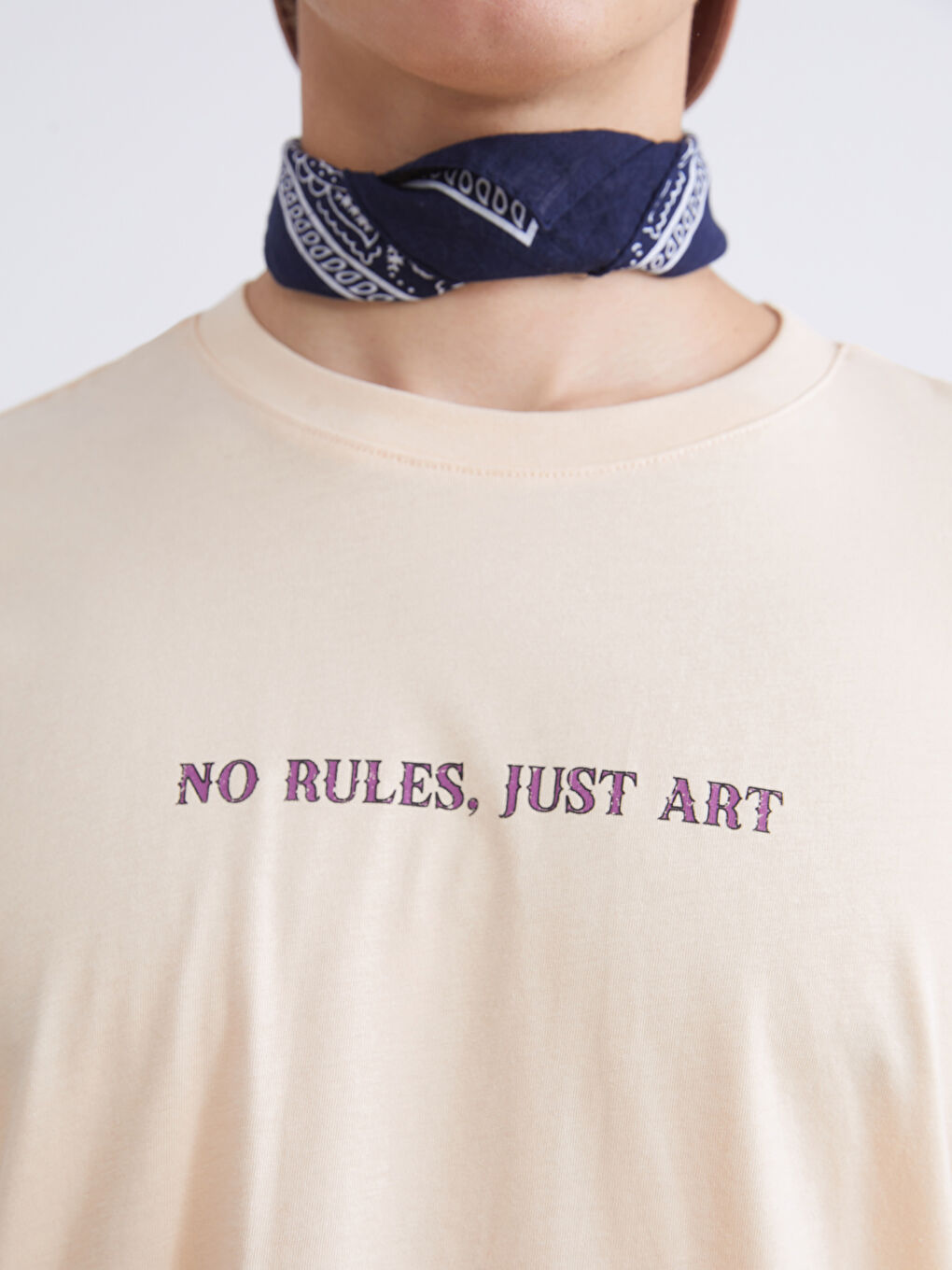 Turuncu Bisiklet Yaka Baskılı Penye Erkek Tişört-2