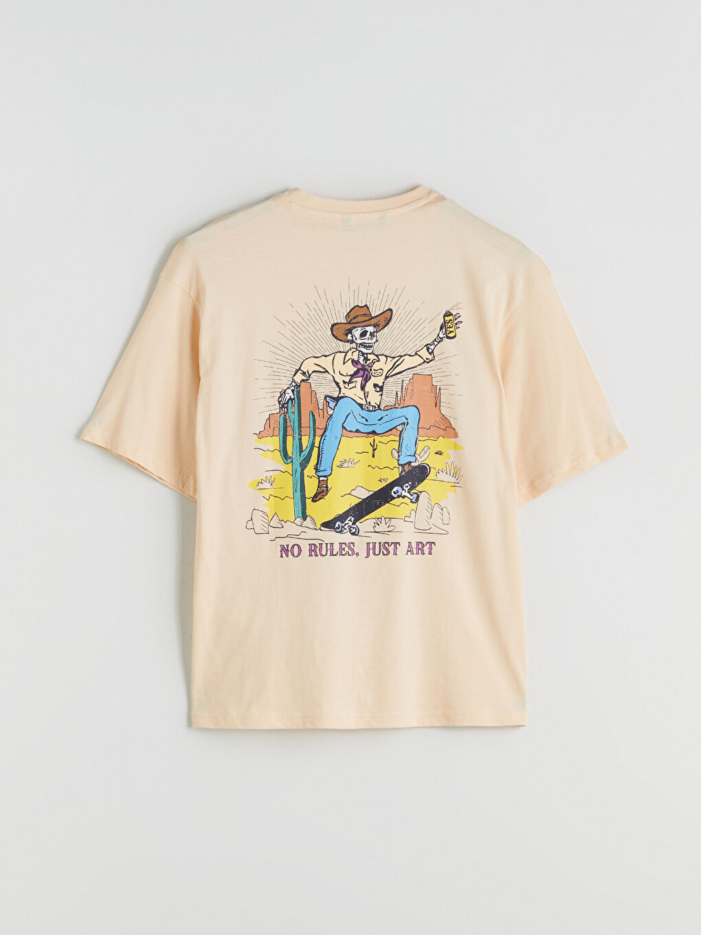 Turuncu Bisiklet Yaka Baskılı Penye Erkek Tişört-5