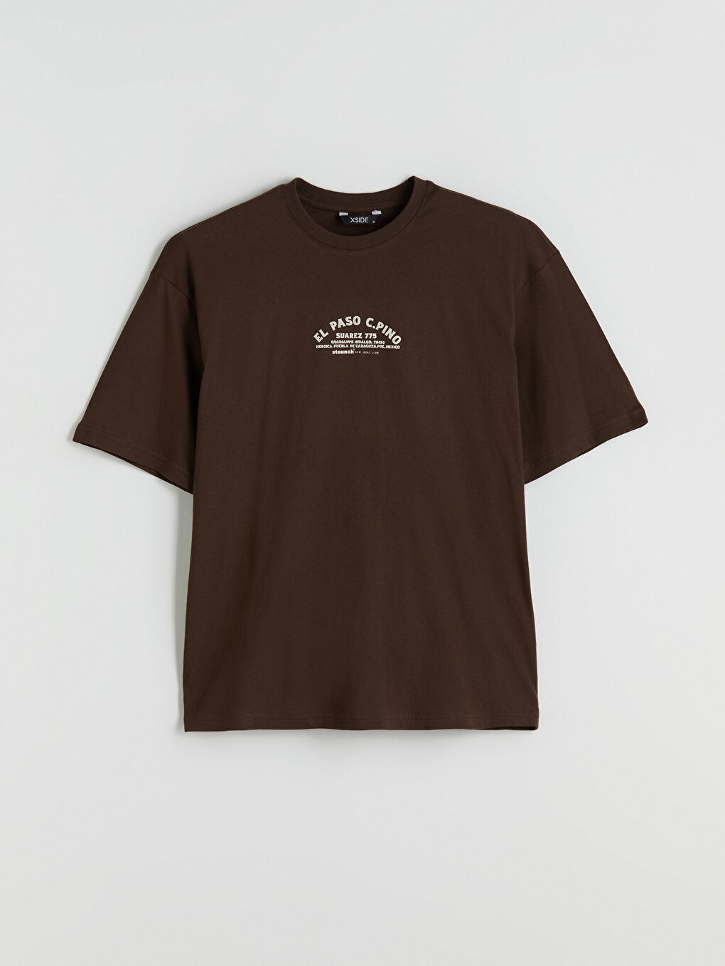 Kahverengi Bisiklet Yaka Baskılı Penye Erkek Tişört-4