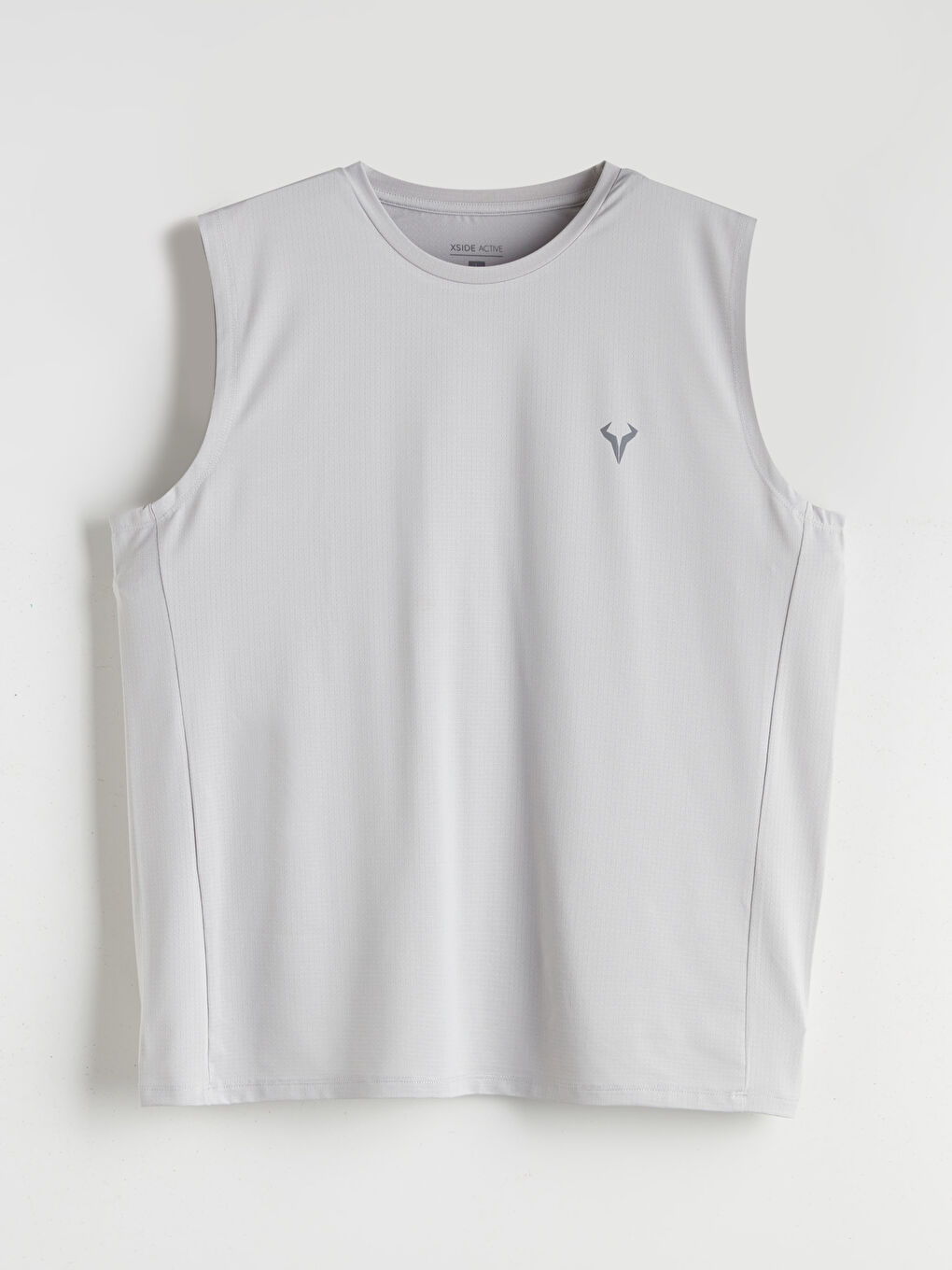 Gri Bisiklet Yaka Baskılı Erkek Kolsuz Tişört-4