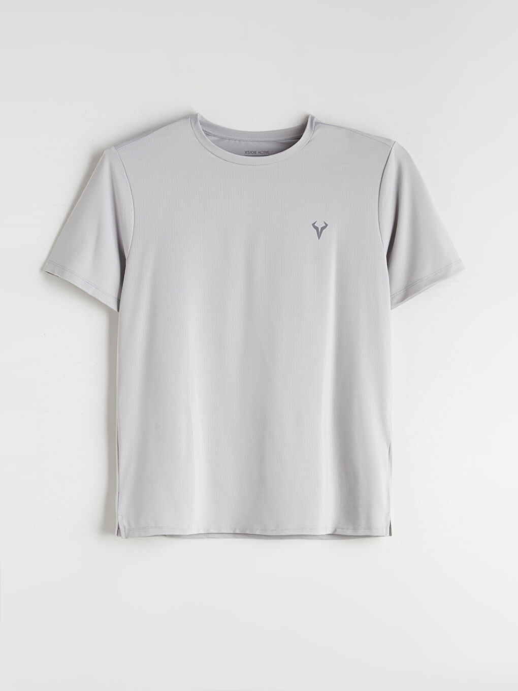 Gri Bisiklet Yaka Erkek Spor Tişört-4