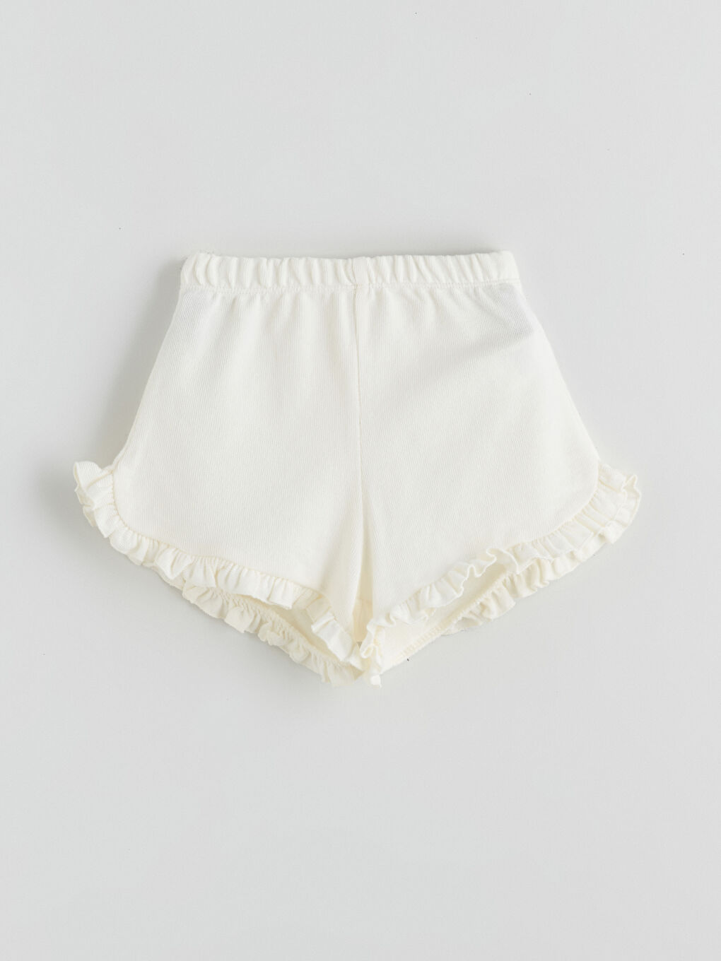 Kahverengi Beli Lastikli Basic Kız Bebek Şort 2'li-4