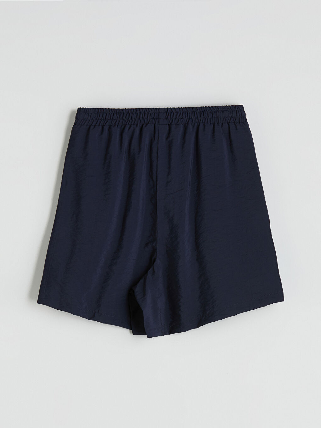 Lacivert Beli Lastikli Kadın Şort-5