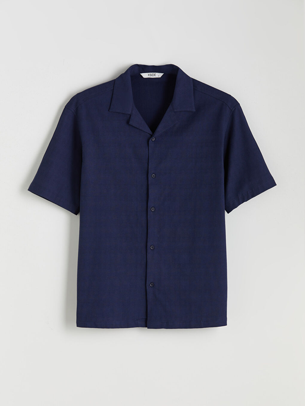 Lacivert Regular Fit Resort Yaka Kısa Kollu Erkek Gömlek-4