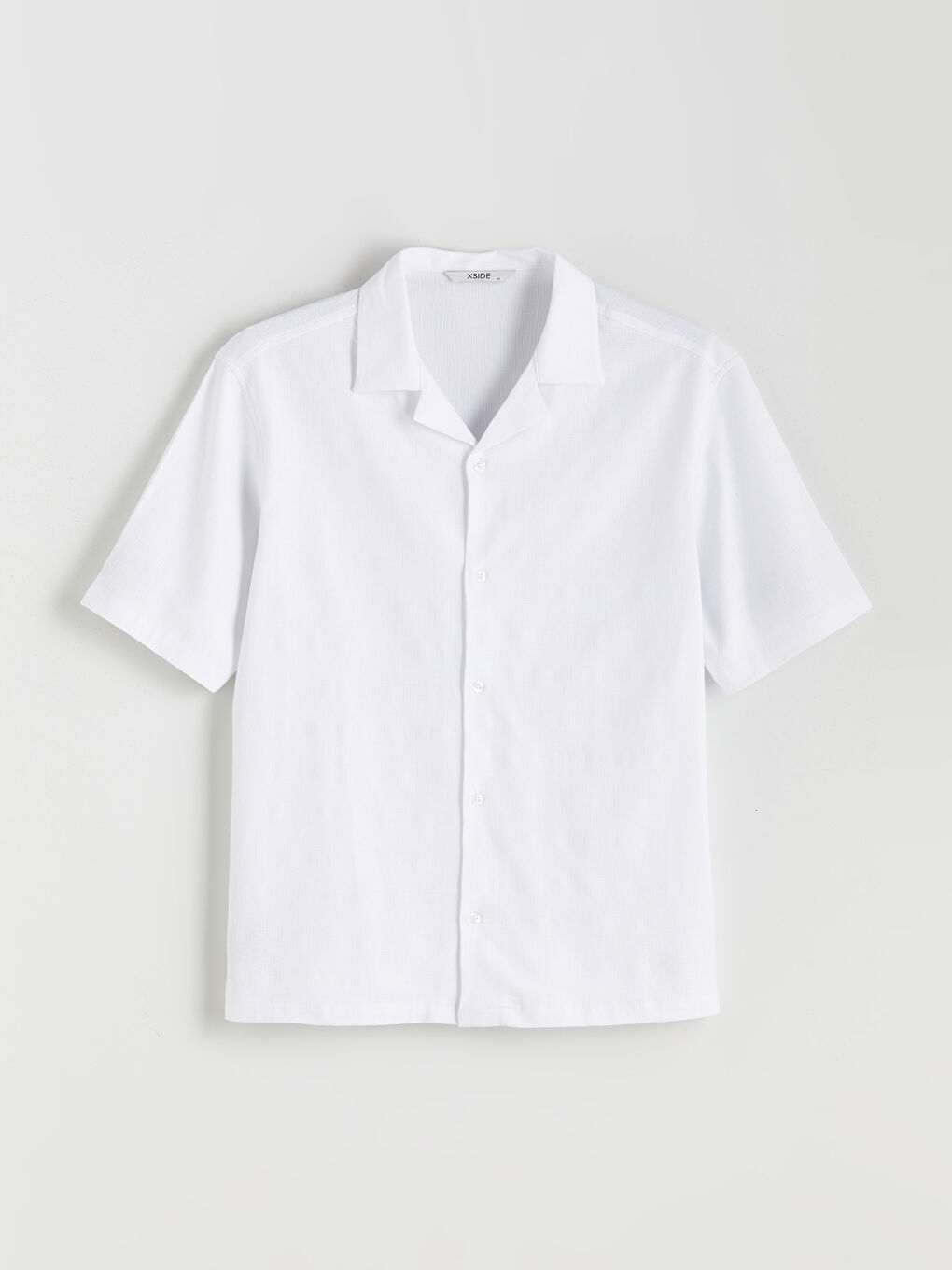 Beyaz Regular Fit Resort Yaka Kısa Kollu Erkek Gömlek-4