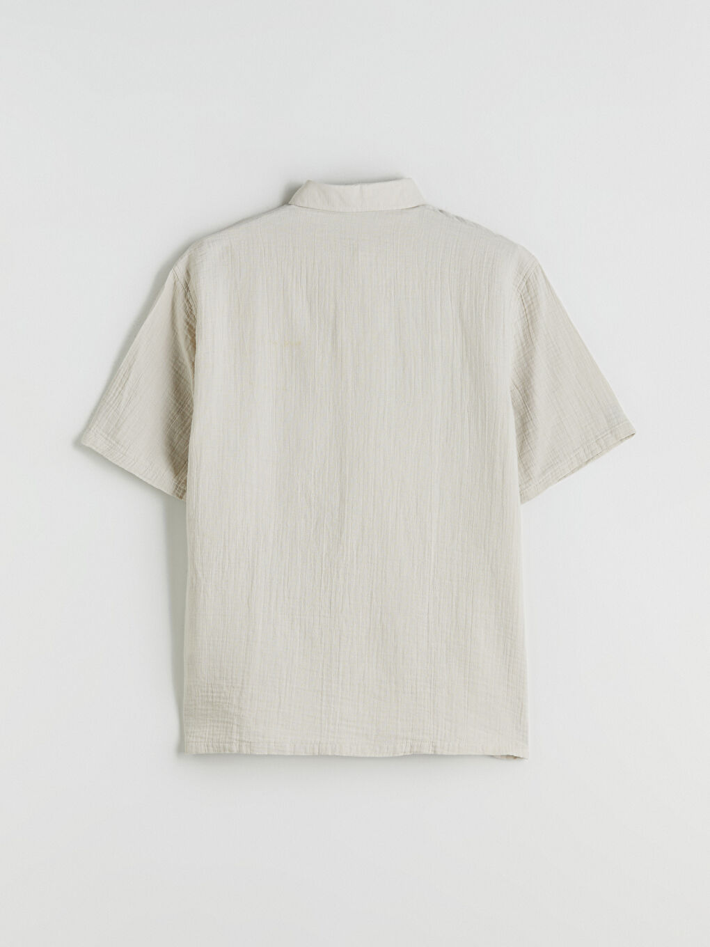 Gri Rahat Kalıp Kısa Kollu Müslin Erkek Gömlek-5