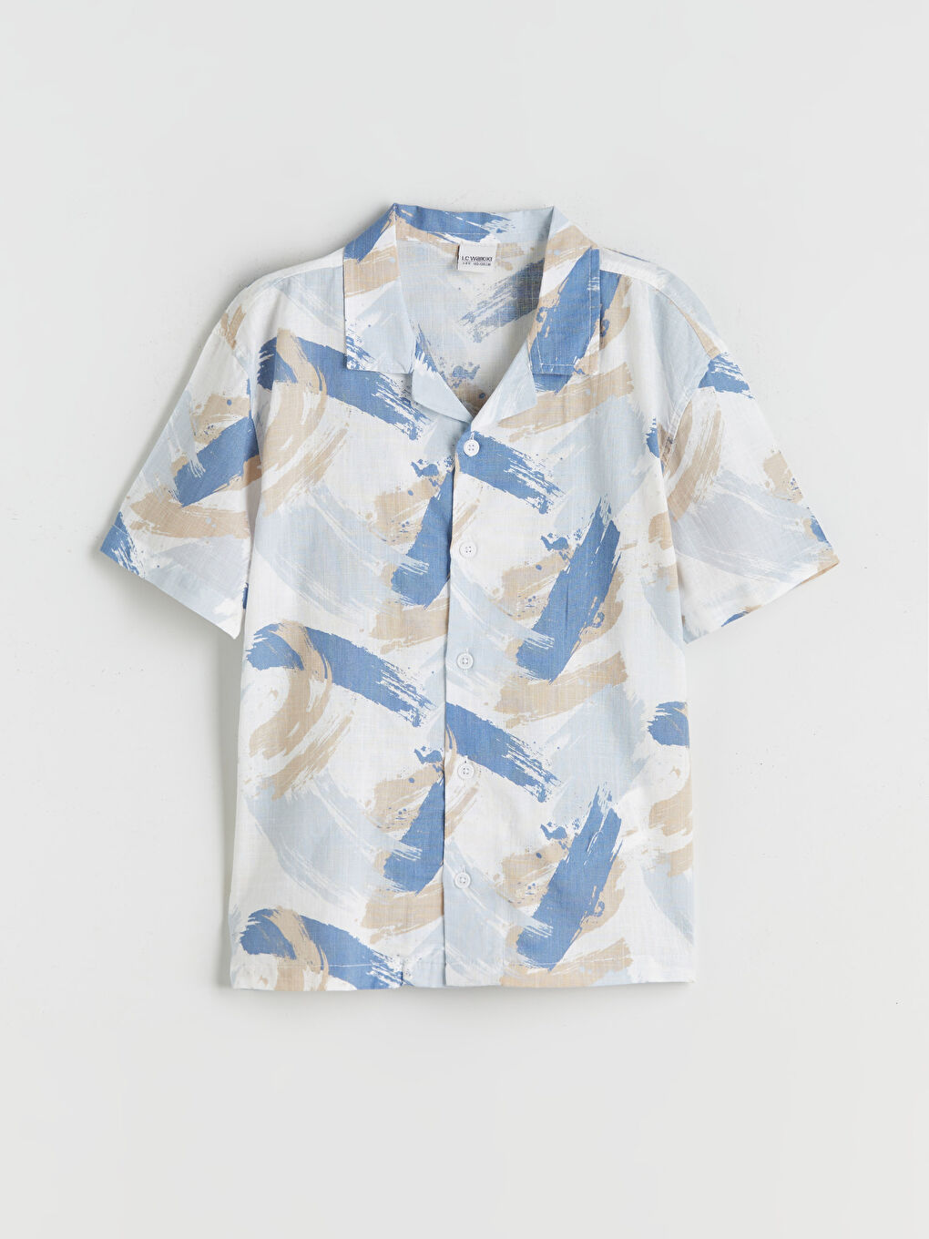 Mavi Desenli Kısa Kollu Erkek Çocuk Gömlek